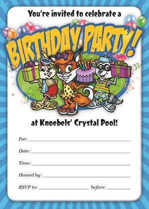 Knoebels Downloadable Crystal Pool Birthday Invitation