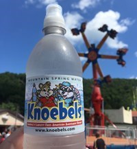 Picture of Knoebels Bottled Water in Front of Power Surge Ride.